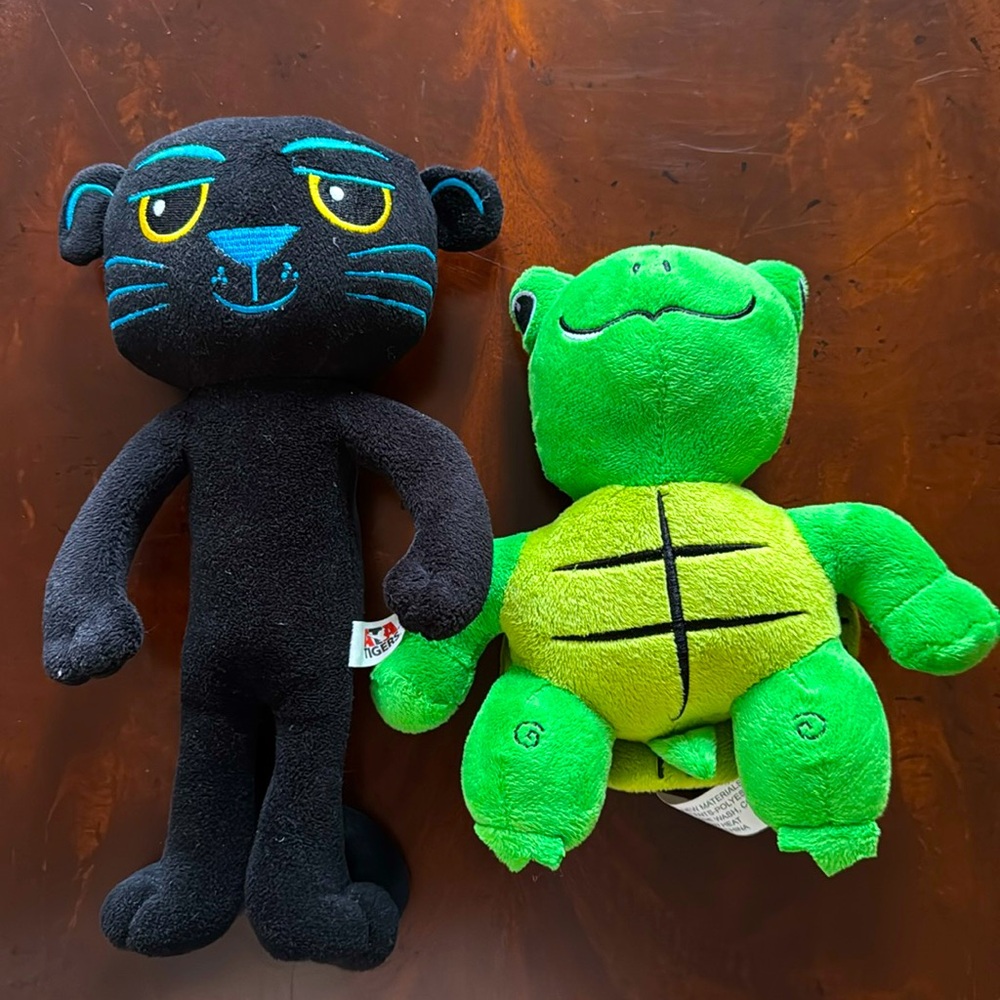 ATA tigers stuffed animals Ara the turtle and Baron the black panther
